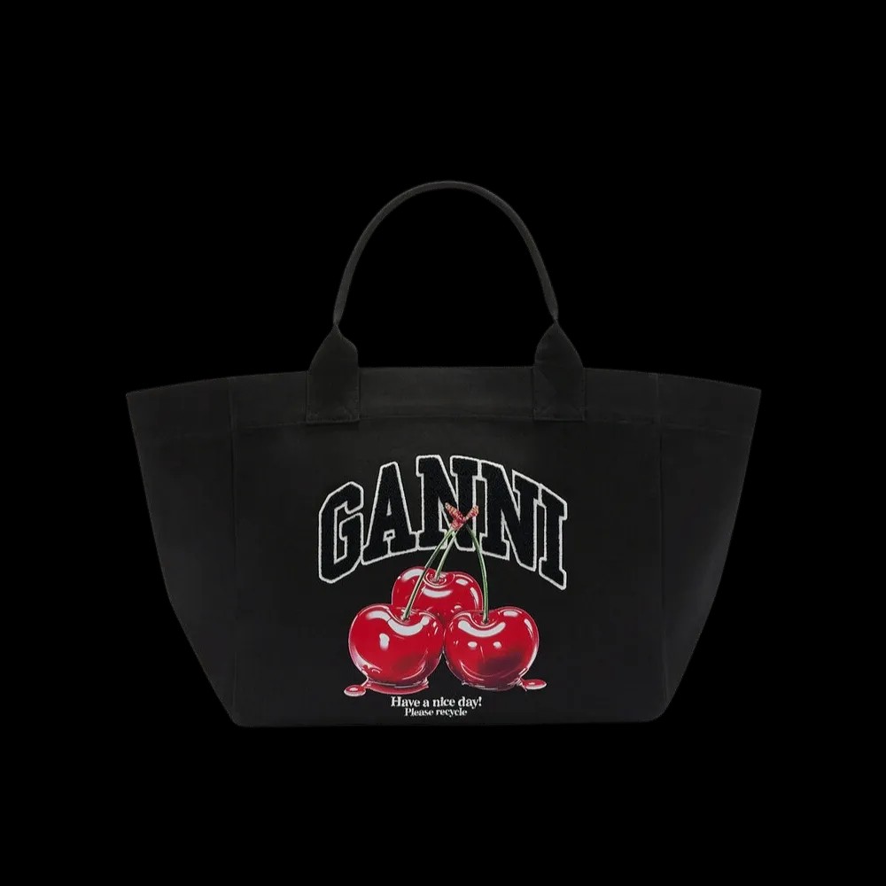 Ganni Black XXL Cherry Tote - HypeFly India View 1