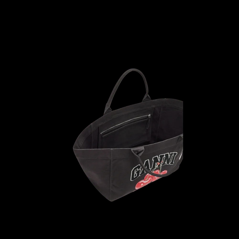 Ganni Black XXL Cherry Tote - HypeFly India View 3