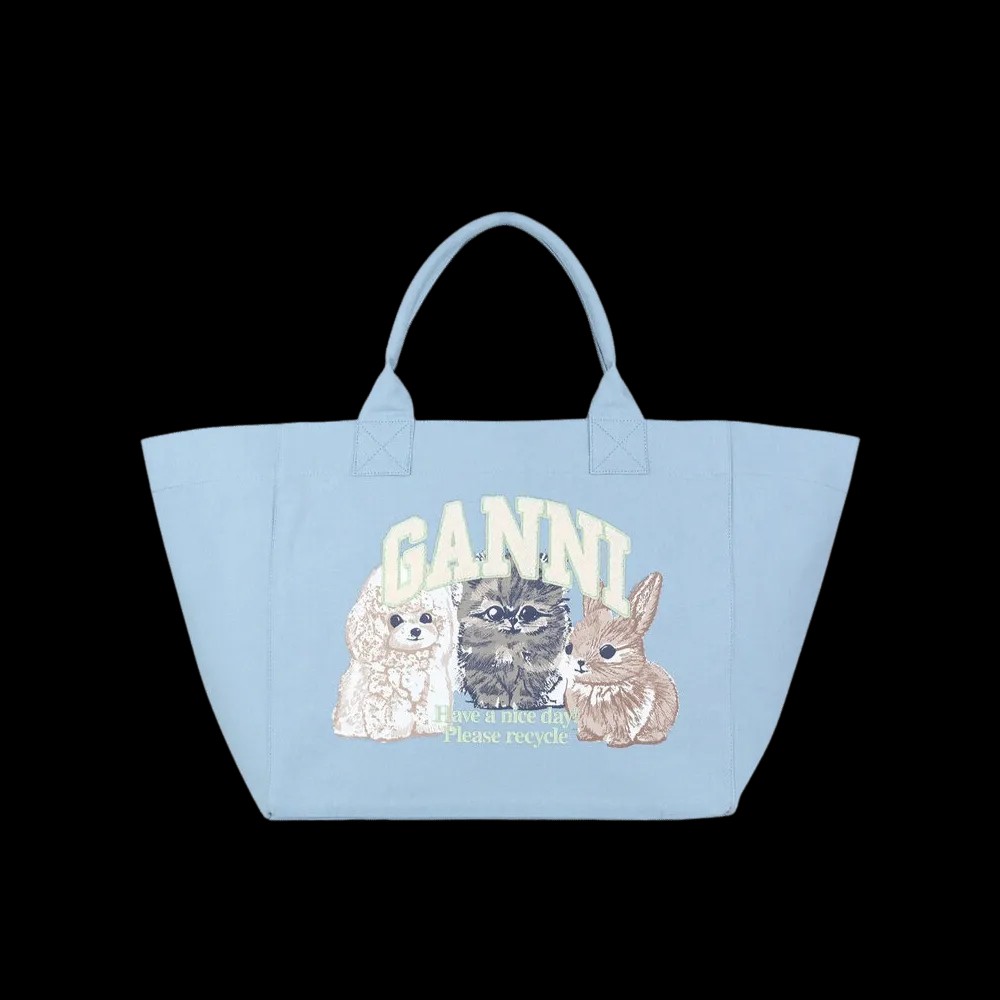 Ganni Blue XXL Animal Print Tote - HypeFly India View 1