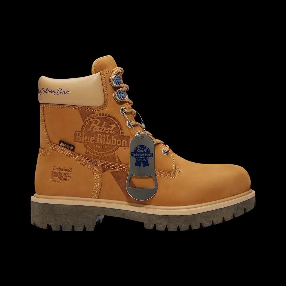 Timberland Pro And Pabst Blue Ribbon Direct Attach 6" Soft Toe Waterproof Work Boot Wheat Nubuck Men'S - HypeFly India View 1