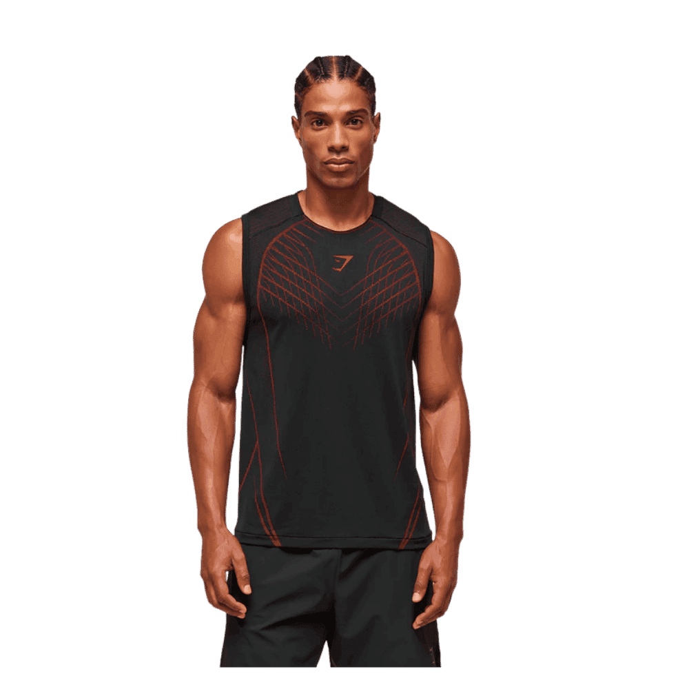 Gymshark Apex Seamless Tank Slim Fit Black/Carmine Red - HypeFly India View 2