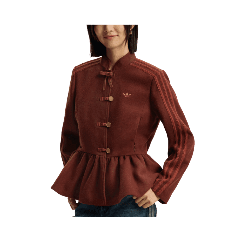 adidas Womens Chinese New Year CNY Jacket Brown Red - HypeFly India View 2