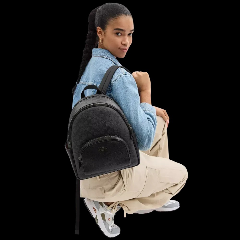 Coach Court Backpack In Signature Canvas Charcoal - HypeFly India View 4