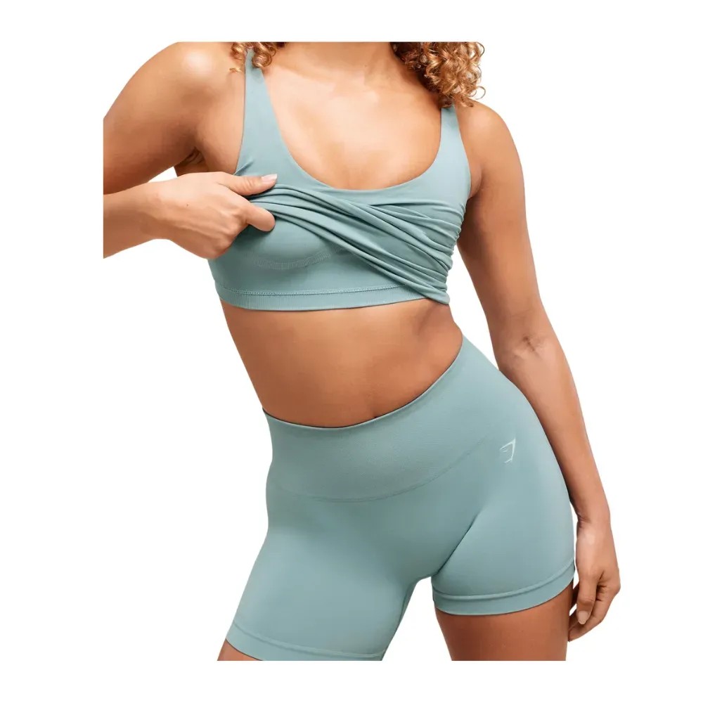 Gymshark Soft Sculpt Tank With Shelf Rest Blue - HypeFly India View 4