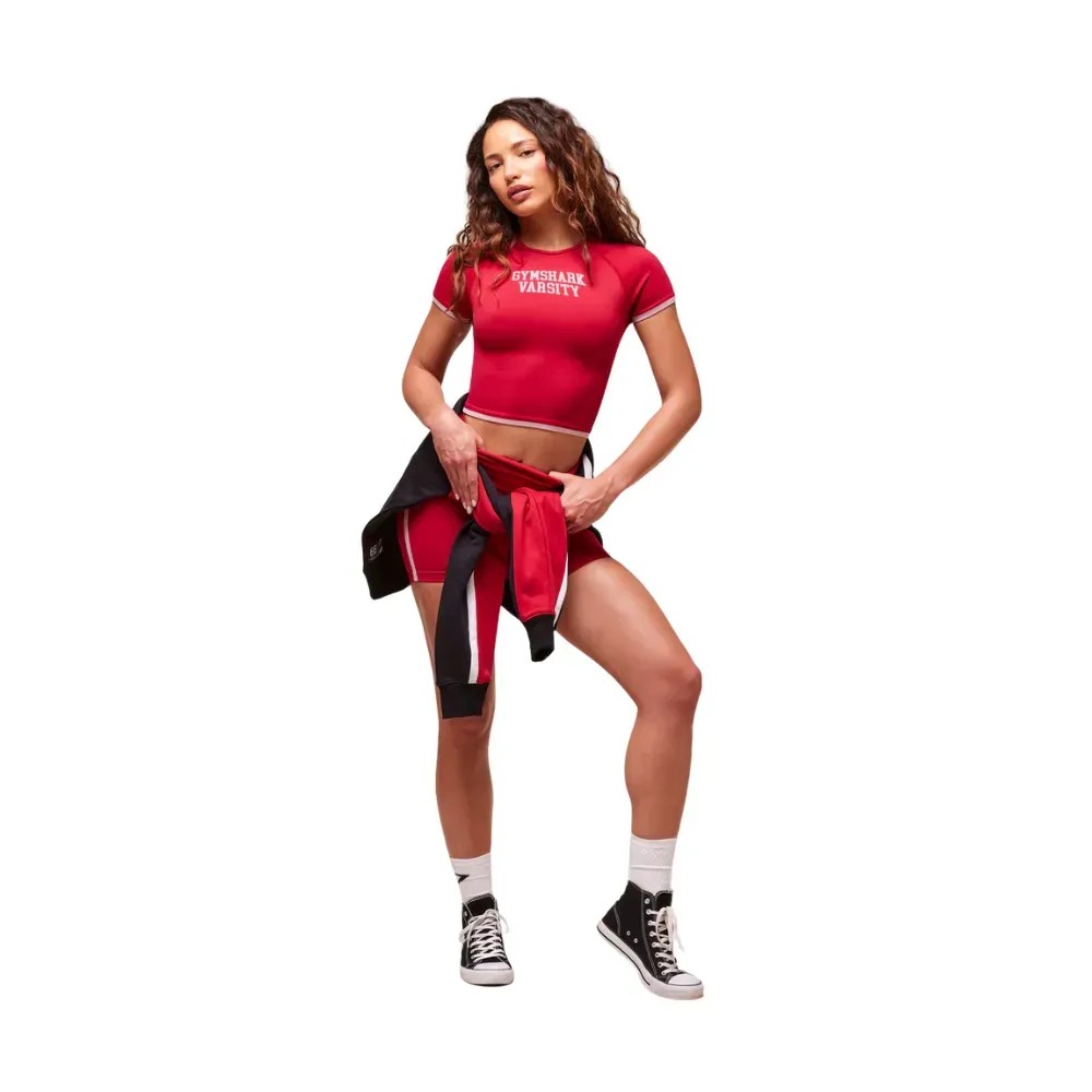 Gymshark Lift Varsity Seamless Midi T-Shirt Carmine Red - HypeFly India View 4