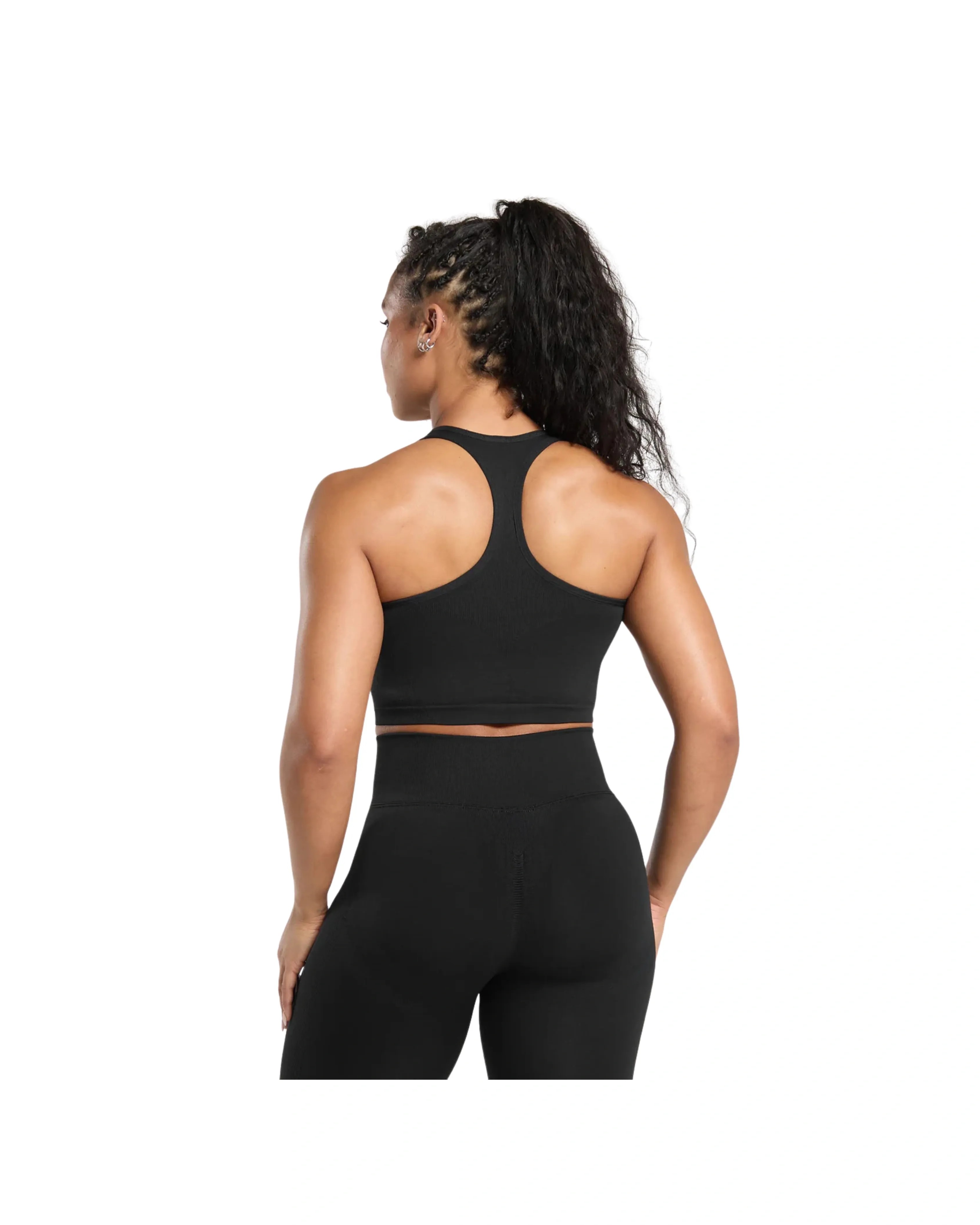 Gymshark Lift Seamless Midi Tank With Shelf Black - HypeFly India View 2