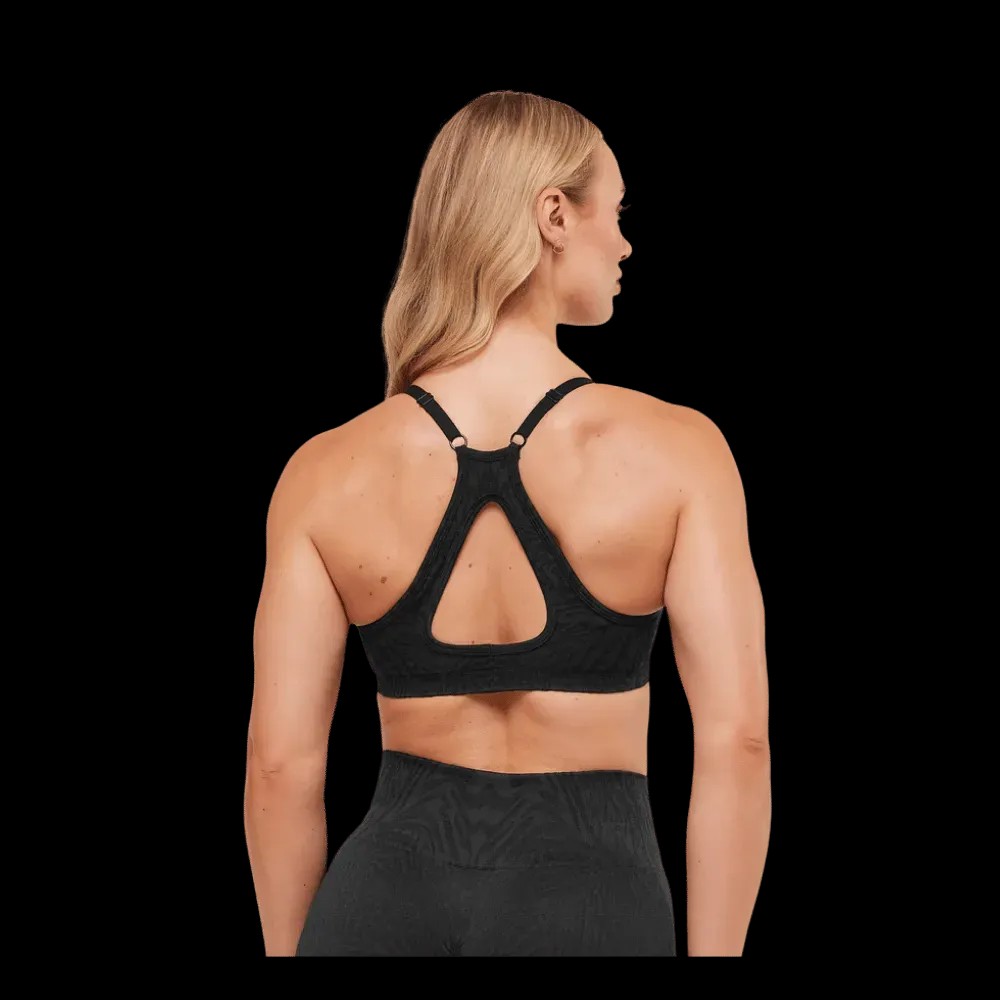 Gymshark Adapt Animal Seamless Sports Bra Black/Asphalt Grey - HypeFly India View 4