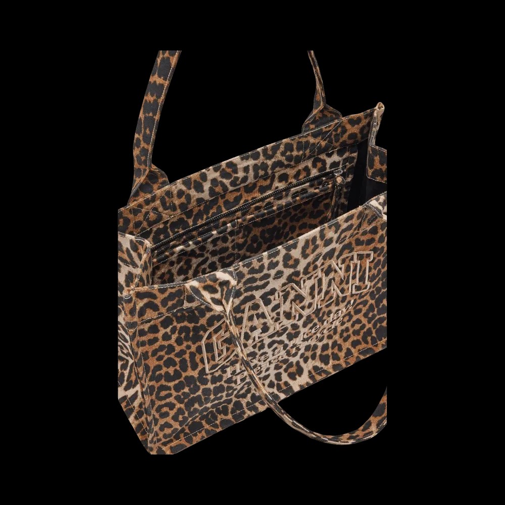 Ganni Leopard Large Canvas Tote Bag - HypeFly India View 4
