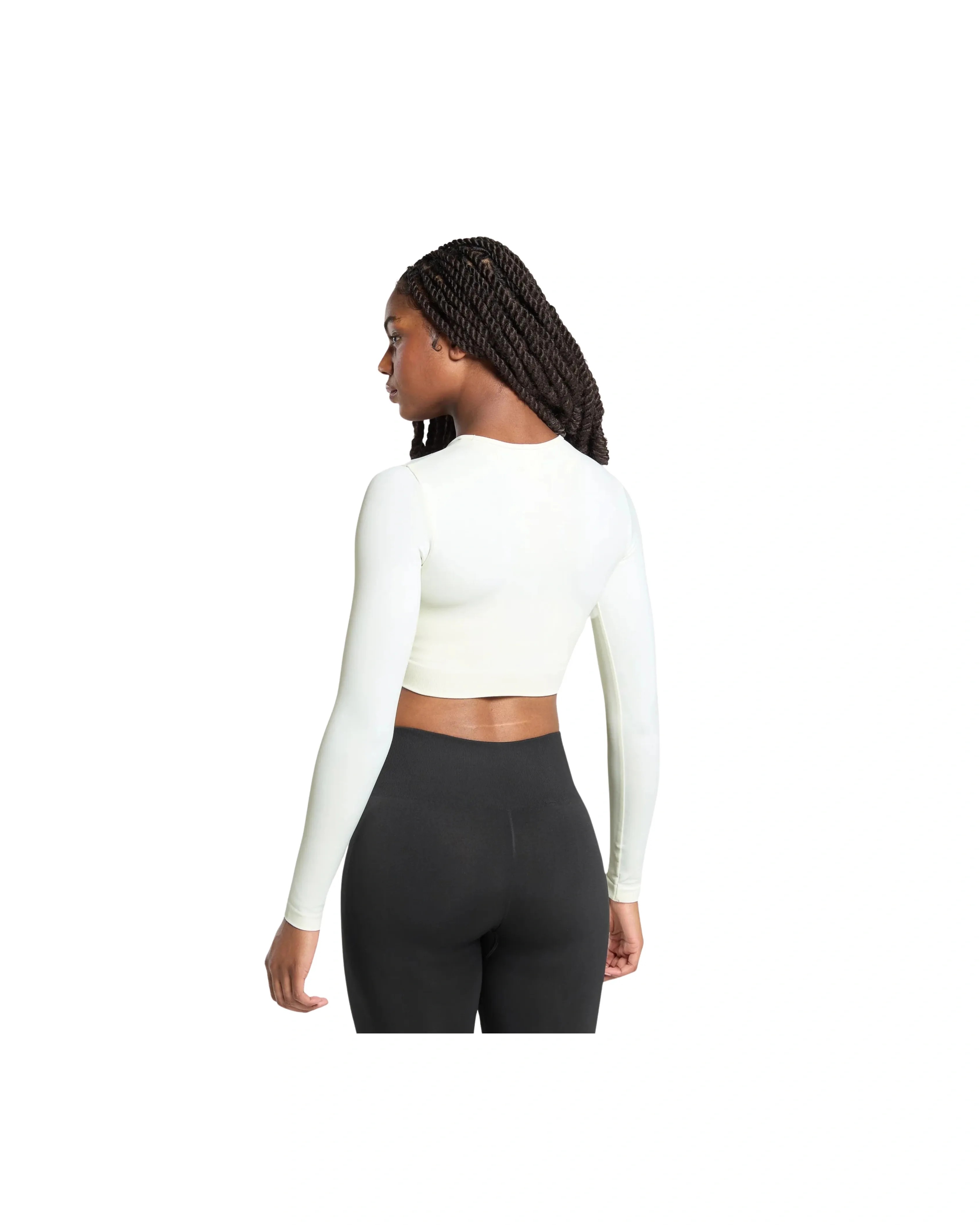 Gymshark Everyday Seamless Long Sleeve Crop Top Soft White - HypeFly India View 2