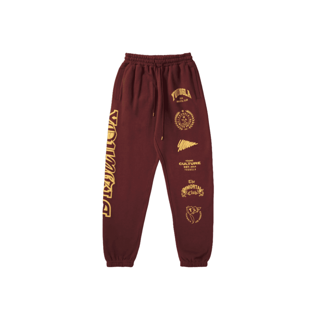 Young LA Immortal Killer Joggers Burgundy - HypeFly India View 1