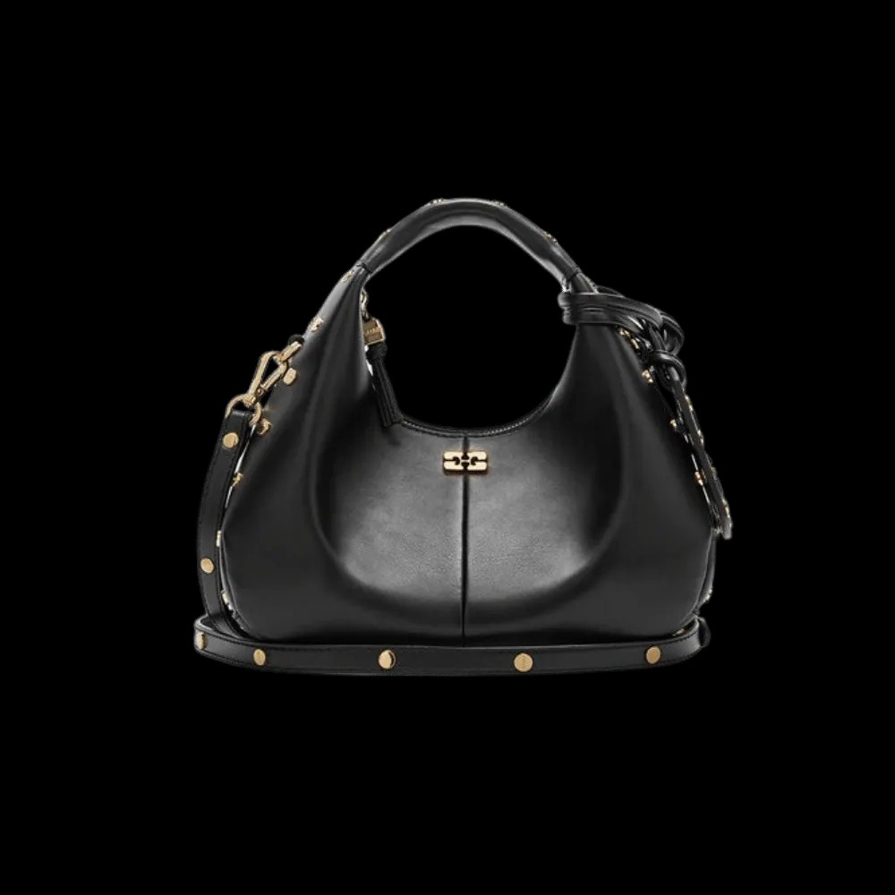 Ganni Mini Hobo Bag Studs in Black - HypeFly India View 1