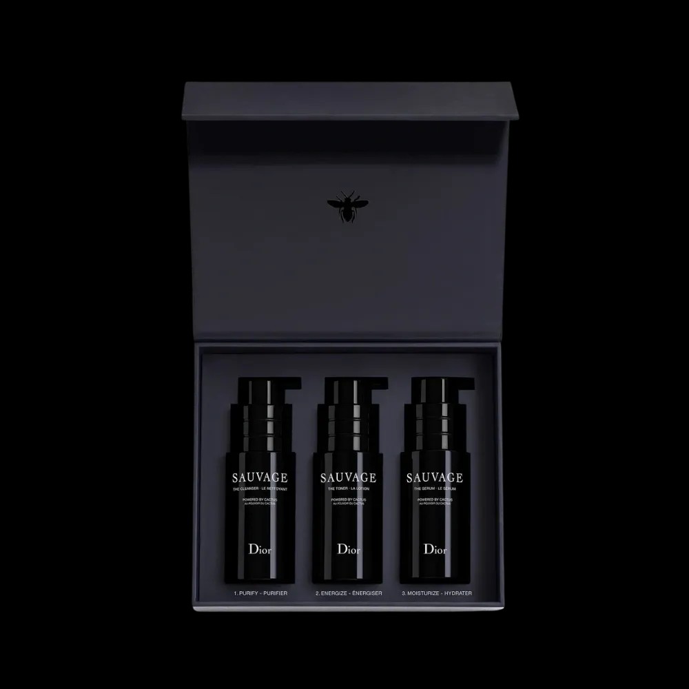 Dior Sauvage Skincare Ritual Set Cleanser, Toner and Serum – Purifying, Energizing, Anti-Aging – Powered By Cactus - HypeFly India View 1