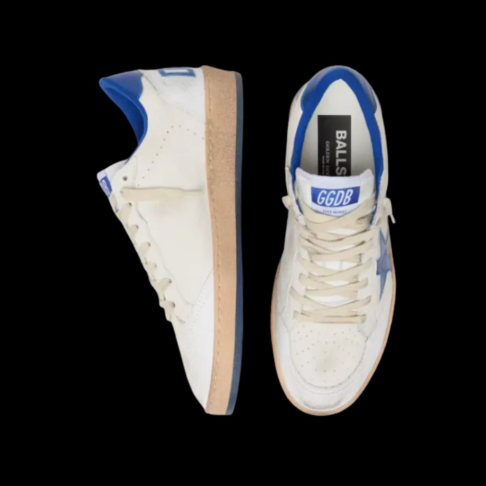 Golden Goose Ball Star Wishes In White Nappa Leather With Bright Blue Star - HypeFly India View 2