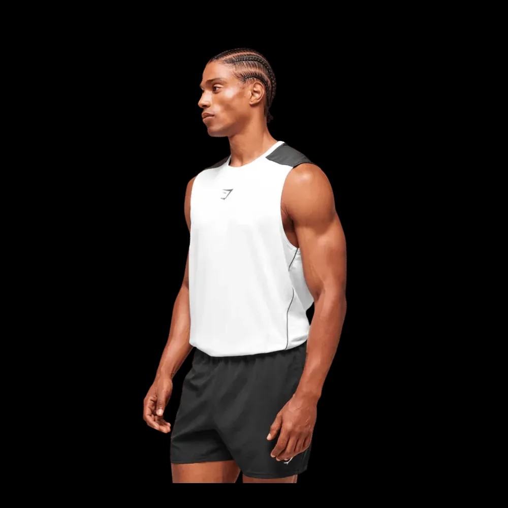 Gymshark Arrival Block Tank Regular Fit White - HypeFly India View 4