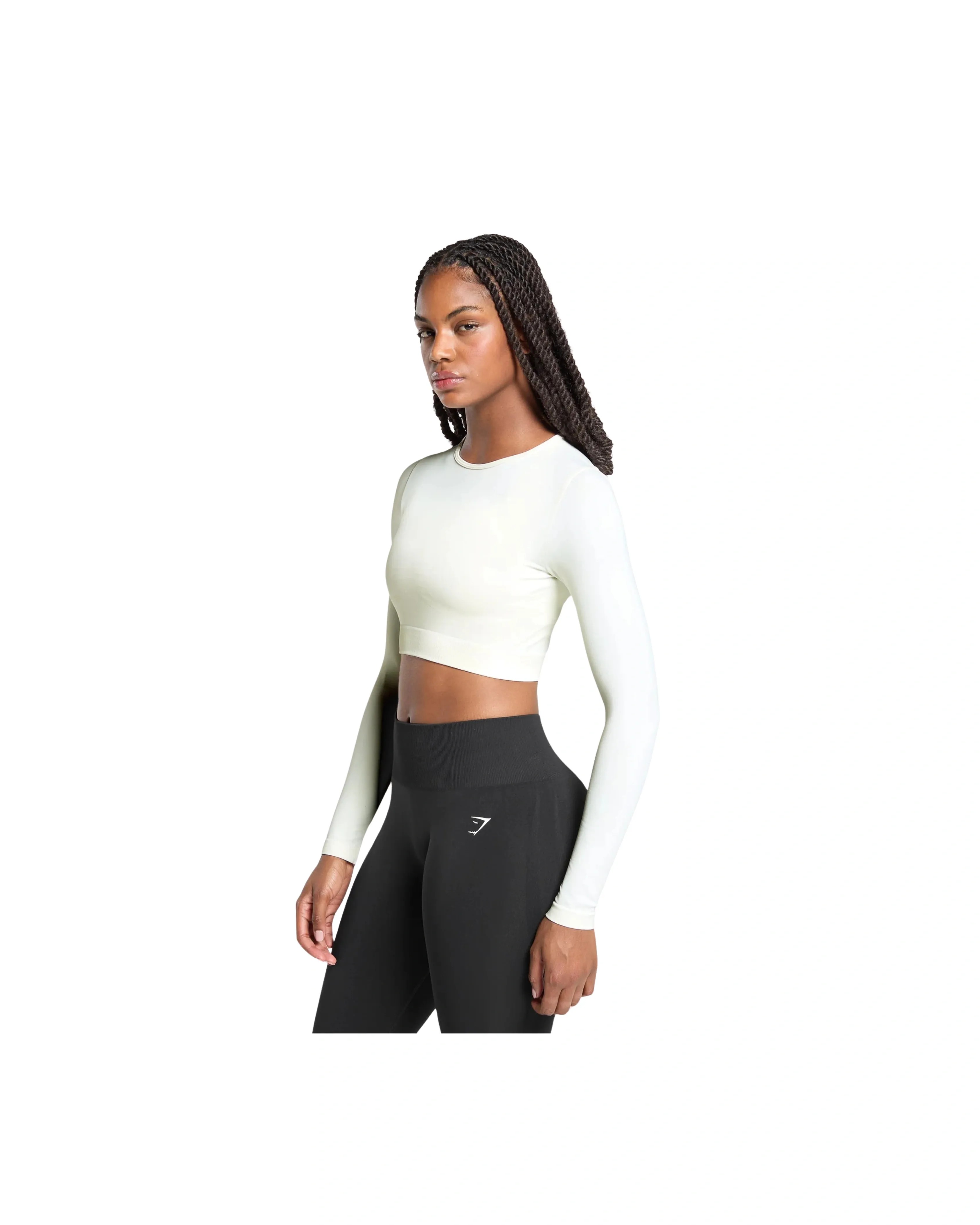 Gymshark Everyday Seamless Long Sleeve Crop Top Soft White - HypeFly India View 3