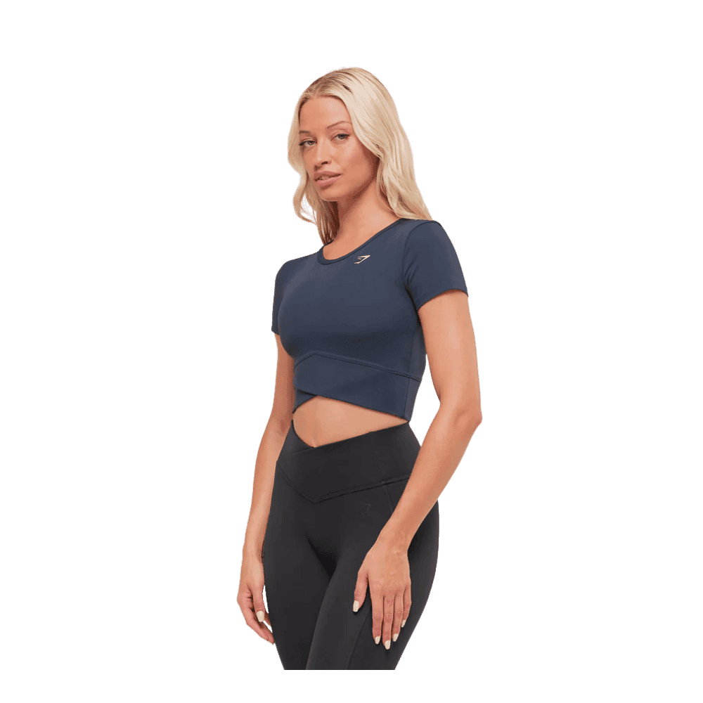 Gymshark Crossover Midi Top with Shelf Heavy Blue - HypeFly India View 4