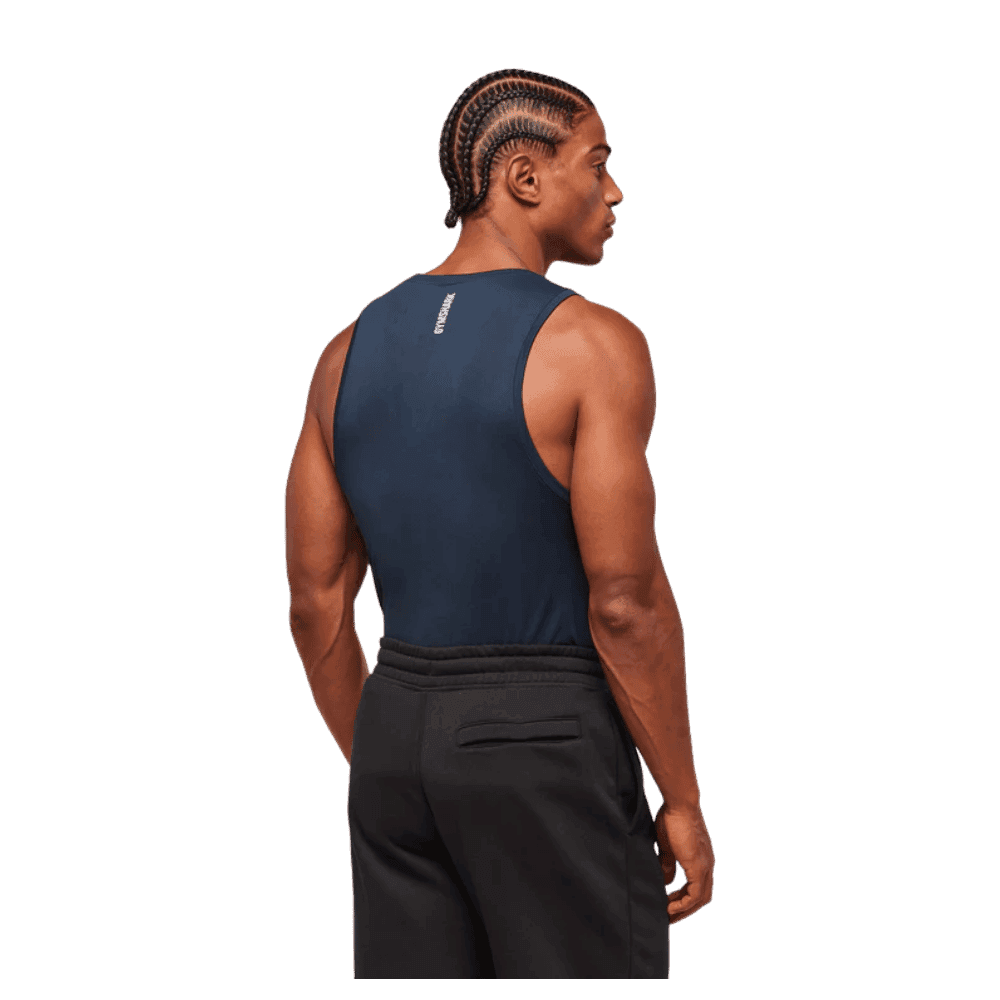 Gymshark Geo Seamless Tank Slim Fit Navy/Heavy Blue - HypeFly India View 3