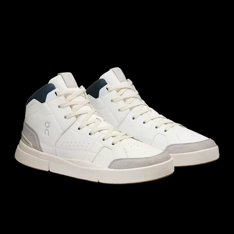 On Running THE ROGER Clubhouse Mid White Evergreen - HypeFly India View 3