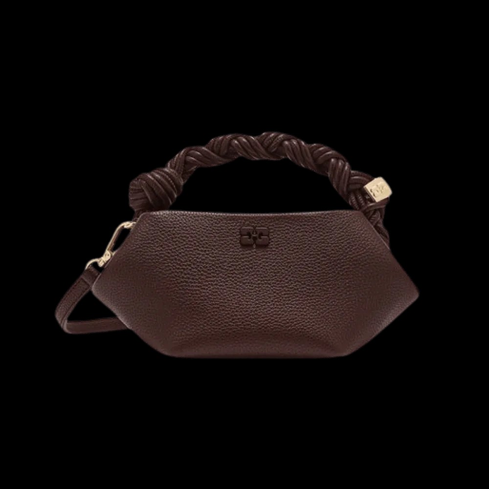Ganni Brown Grained Mini Bou Bag - HypeFly India View 1