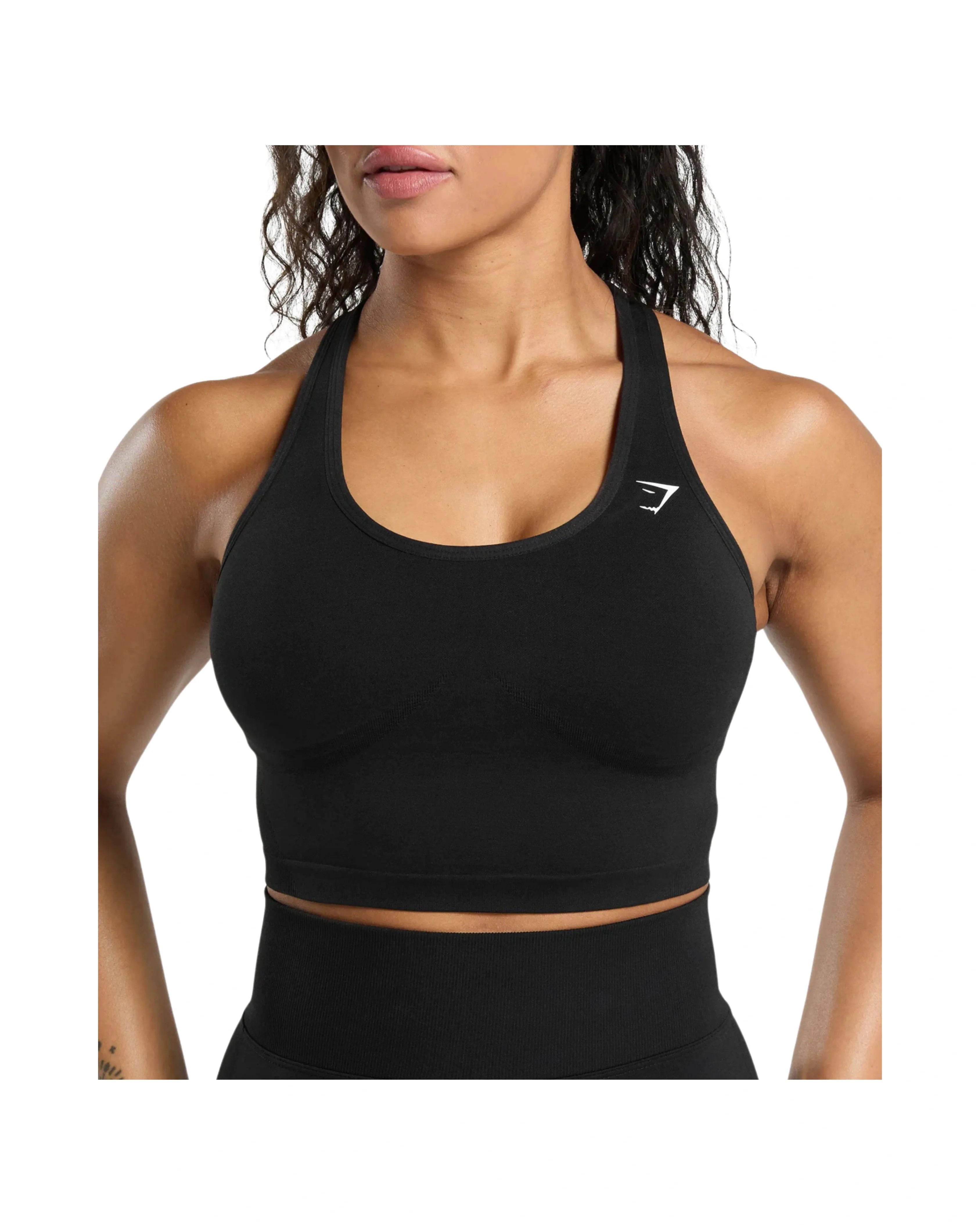 Gymshark Lift Seamless Midi Tank With Shelf Black - HypeFly India View 4
