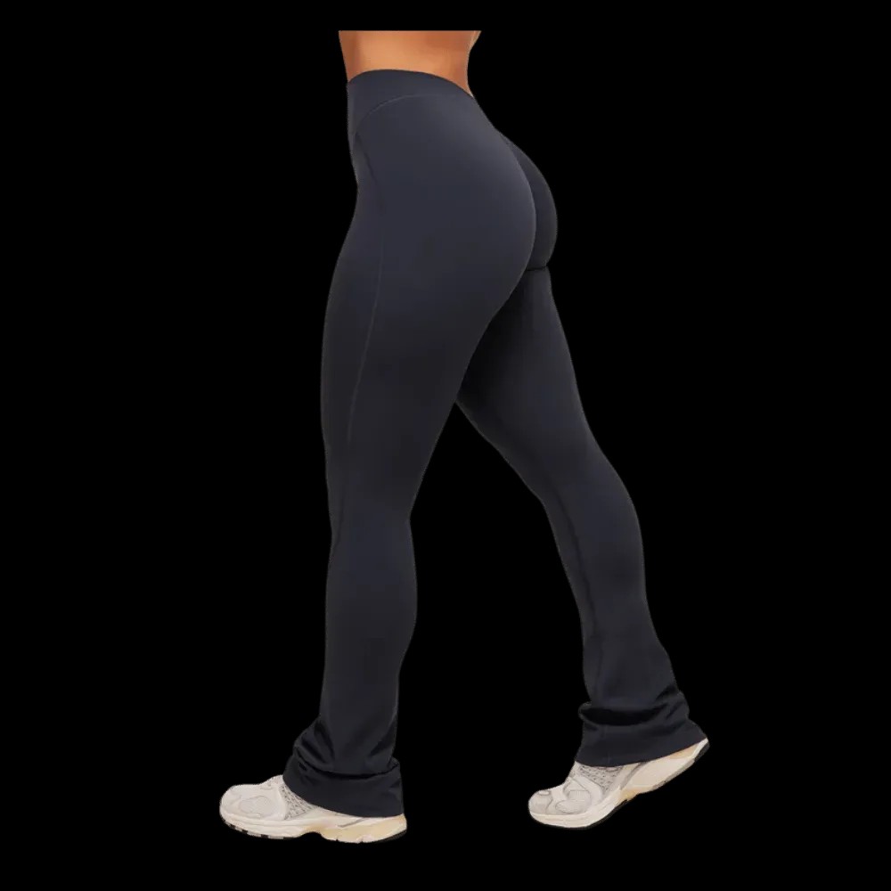 Gymshark Lifting Dipped Waistband Flared Leggings Heavy Blue Black - HypeFly India View 3
