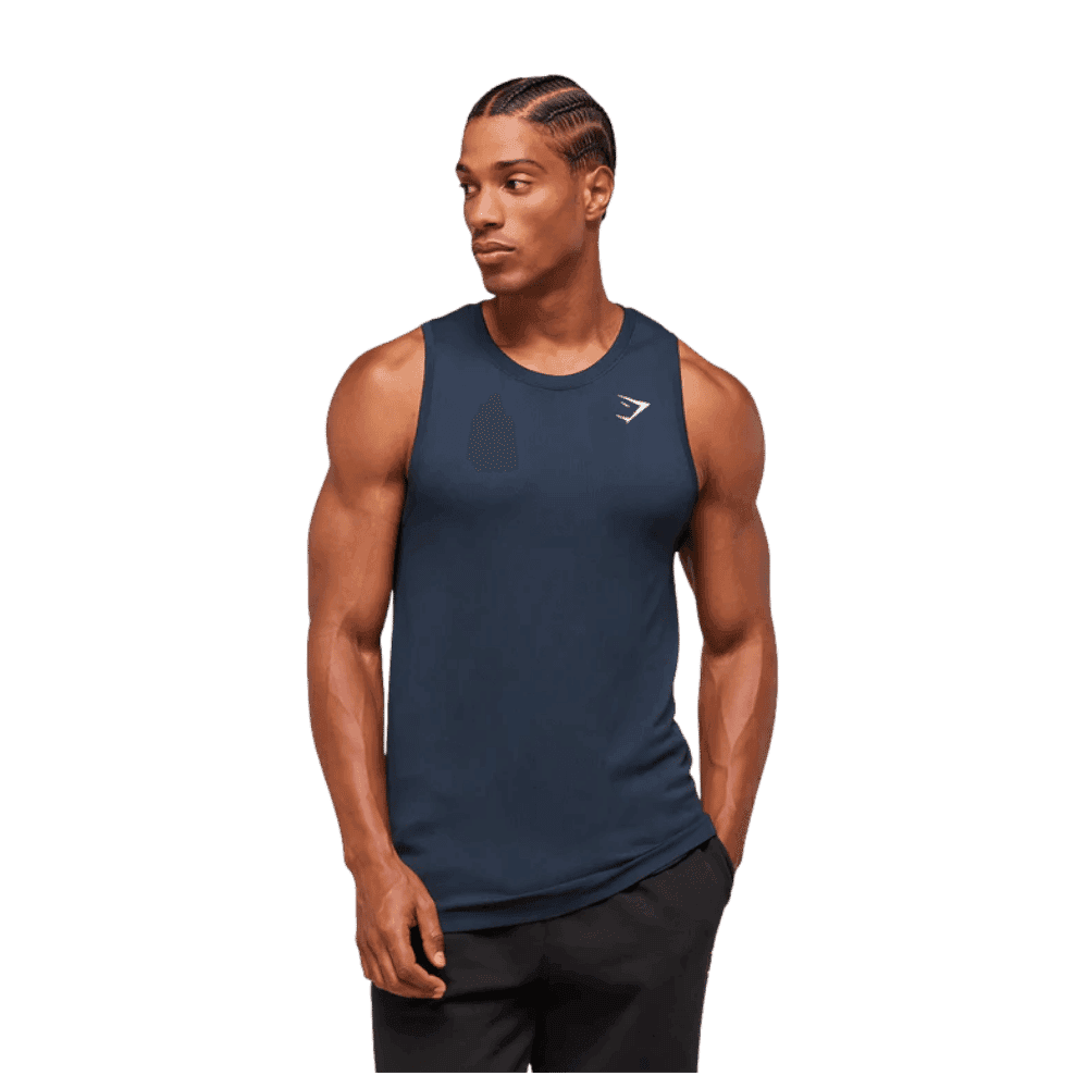 Gymshark Geo Seamless Tank Slim Fit Navy/Heavy Blue - HypeFly India View 5
