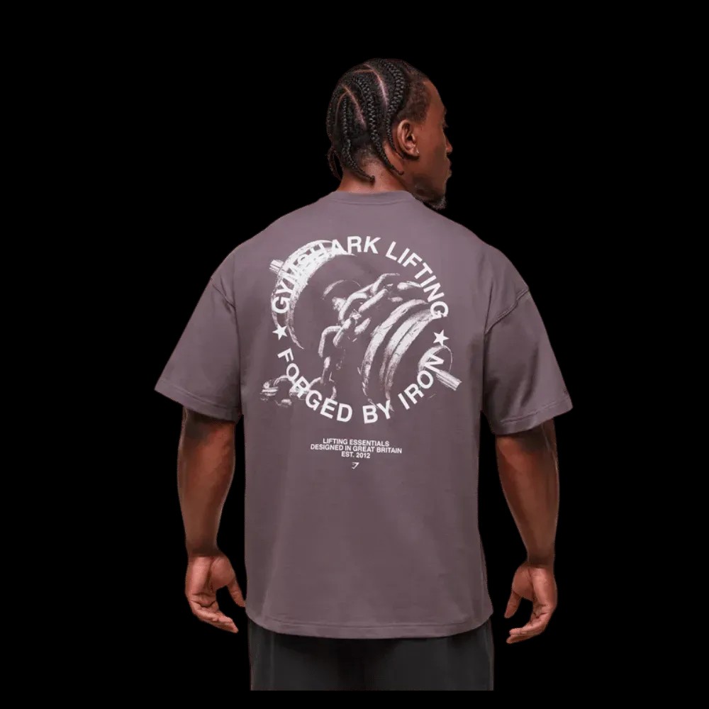 Gymshark Forged By Iron T-Shirt Extreme Oversized Fit Brushed Purple - HypeFly India View 5