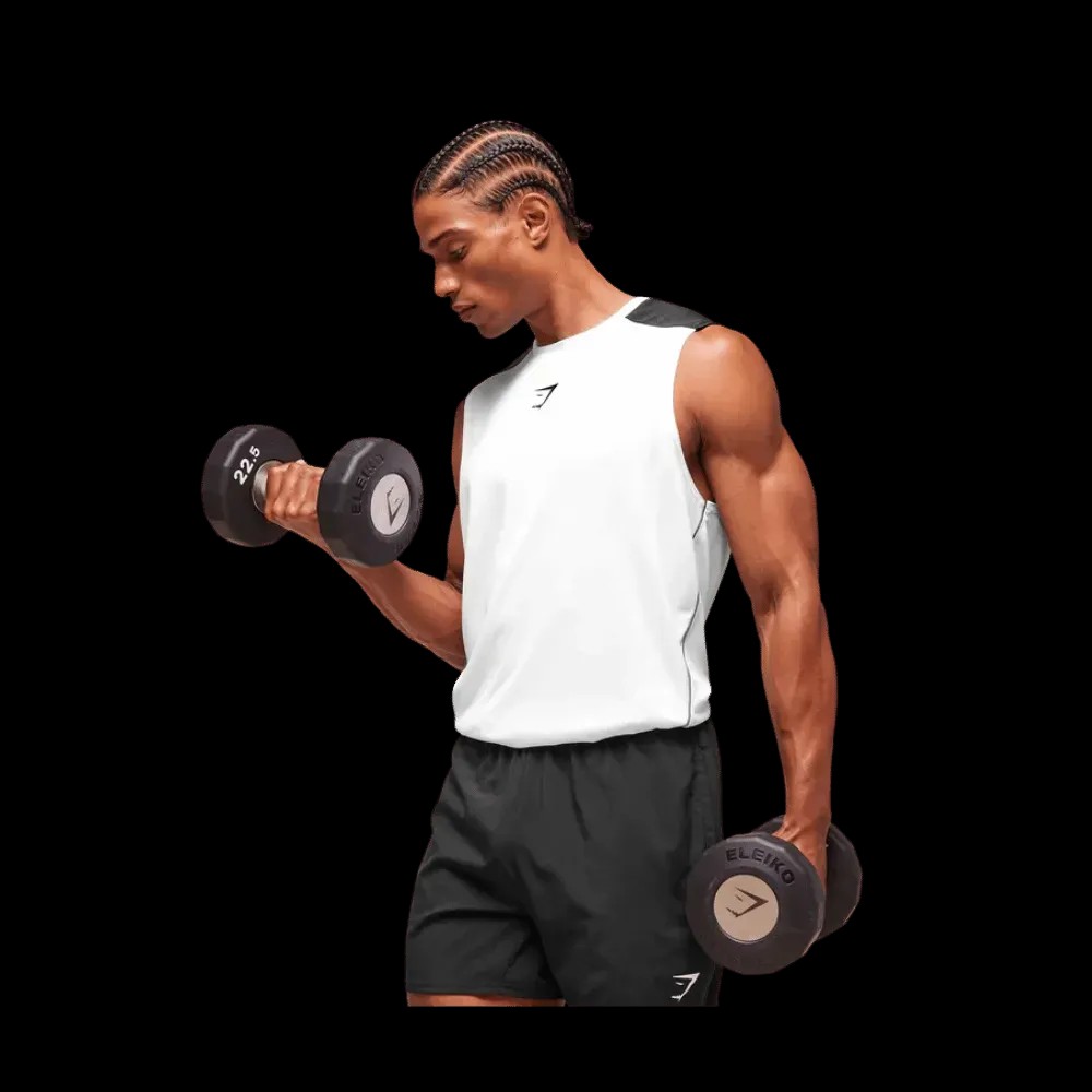Gymshark Arrival Block Tank Regular Fit White - HypeFly India View 3