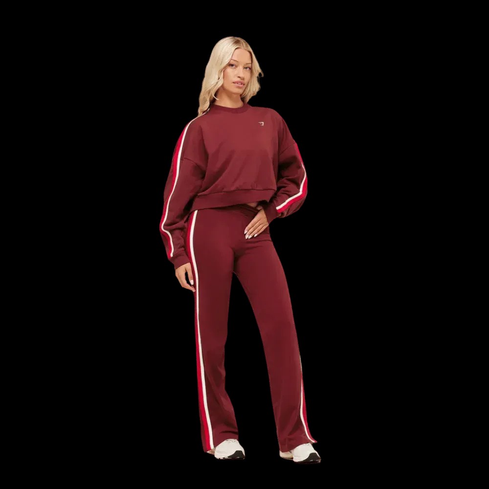 Gymshark Piping Wide Leg Pant Sets Red - HypeFly India View 3