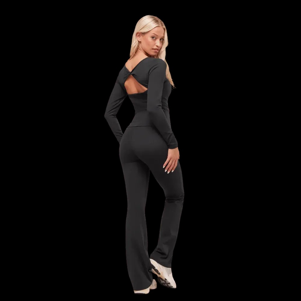 Gymshark Twist Back Long Sleeve Top Black - HypeFly India View 5