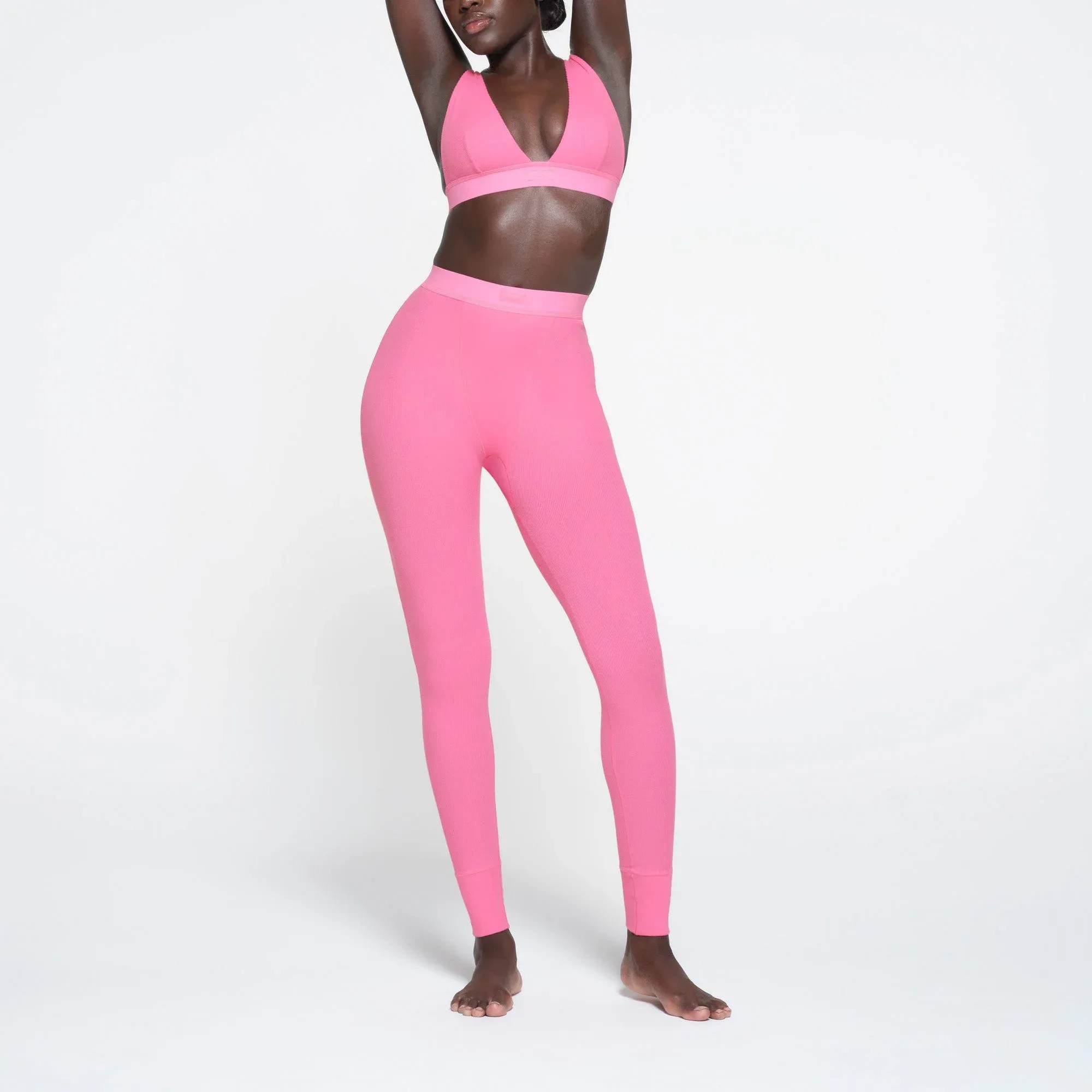 Skims Cotton Rib Legging Sugar Pink - HypeFly India View 2