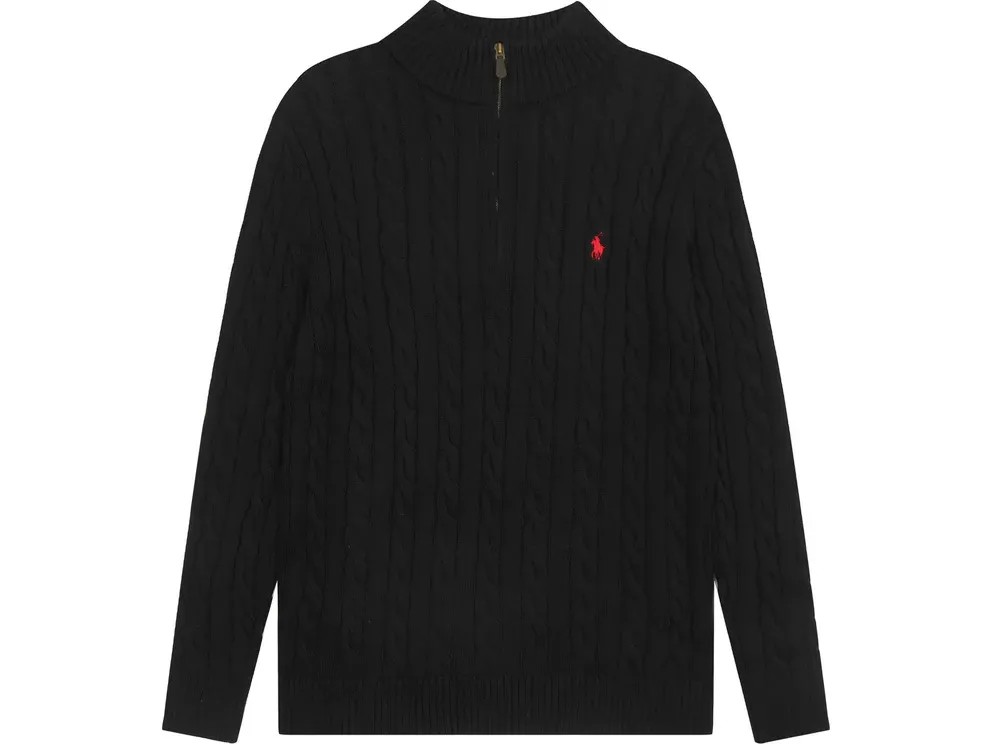 Polo Ralph Lauren Cable Knit Sweater Black - HypeFly India View 1