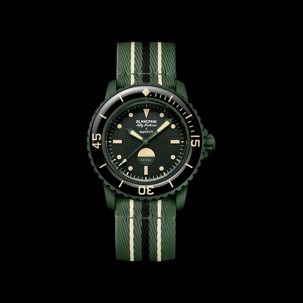 Blancpain x Swatch Green Abyss Scuba Fifty Fathoms Dive Watch - HypeFly India View 1