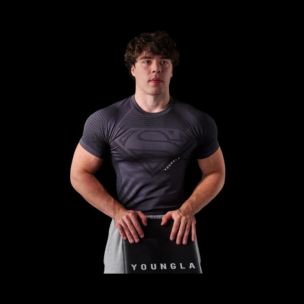 YoungLA Superman Compression Tees 'Charcoal' - HypeFly India View 1