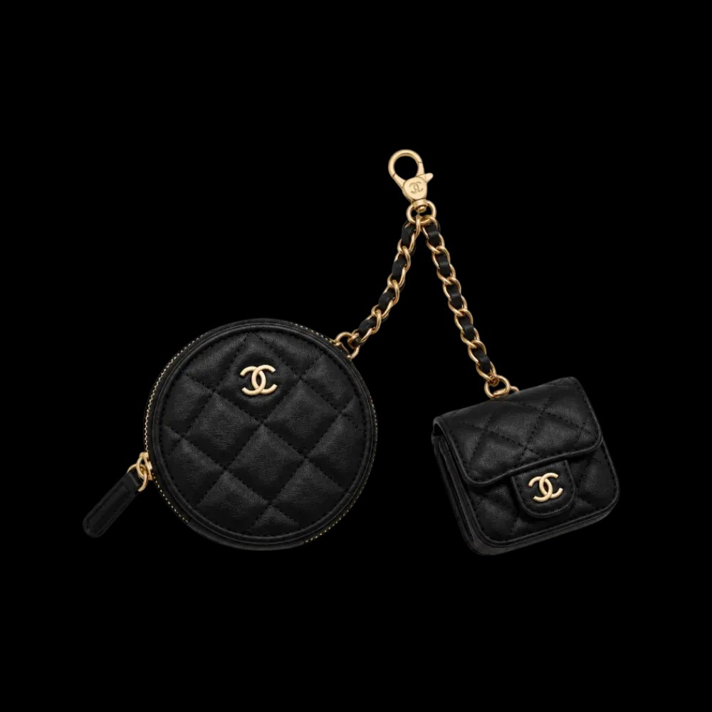 Chanel Black Quilted Leather Coin Purse and AirPods Holder Set - HypeFly India View 1