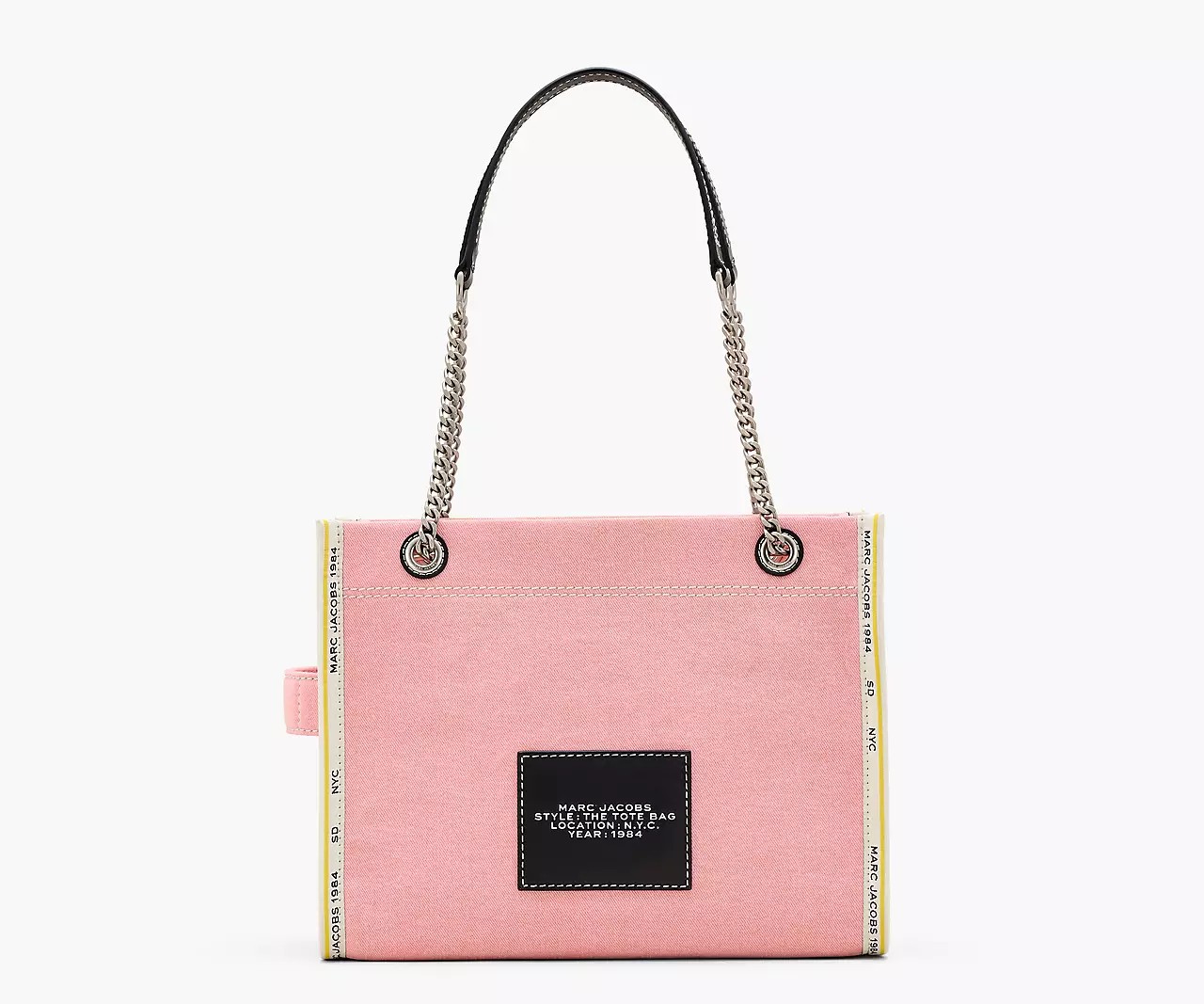 Marc Jacobs The Denim Chain Medium Tote Bag 'Ribbon Pink' - HypeFly India View 2