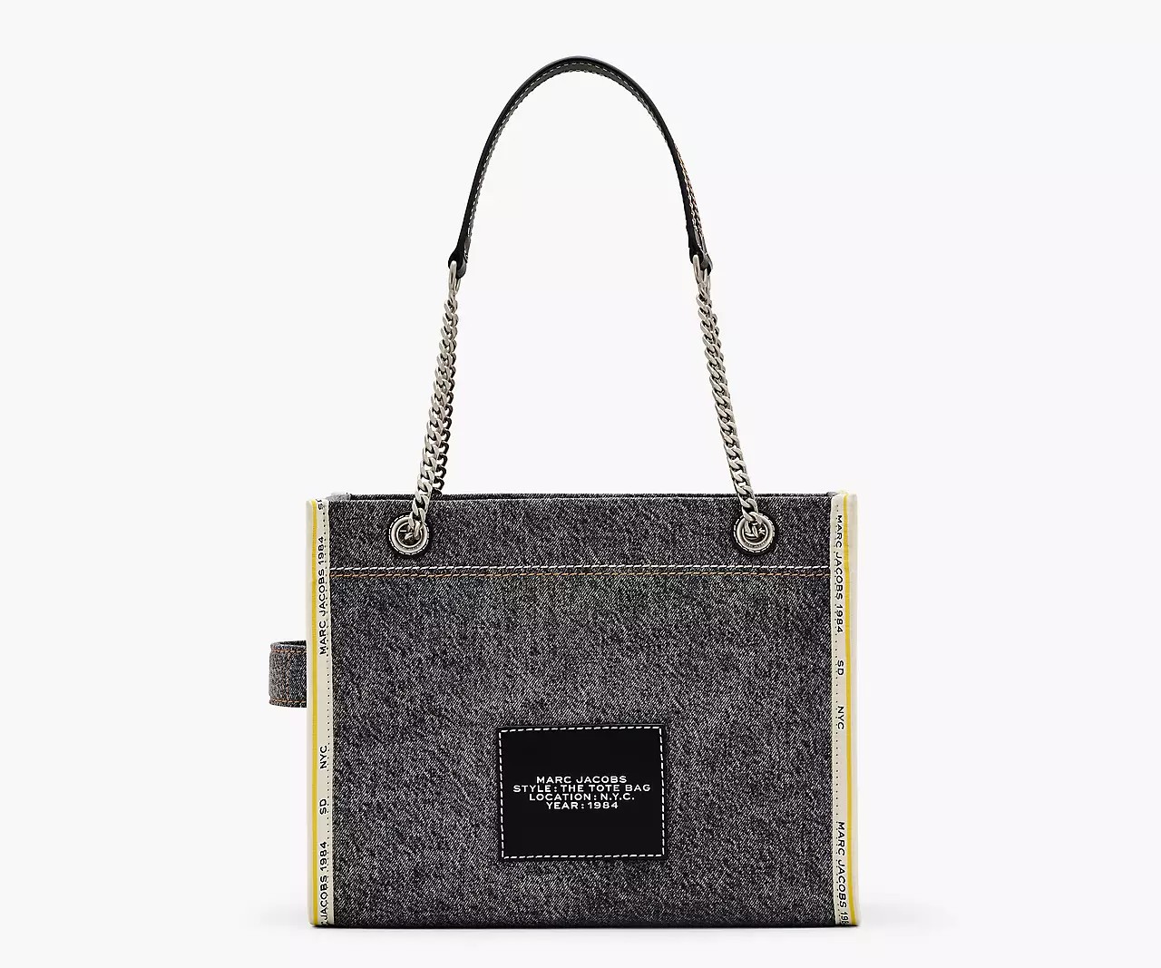 Marc Jacobs The Denim Chain Medium Tote Bag 'Black Wash' - HypeFly India View 2