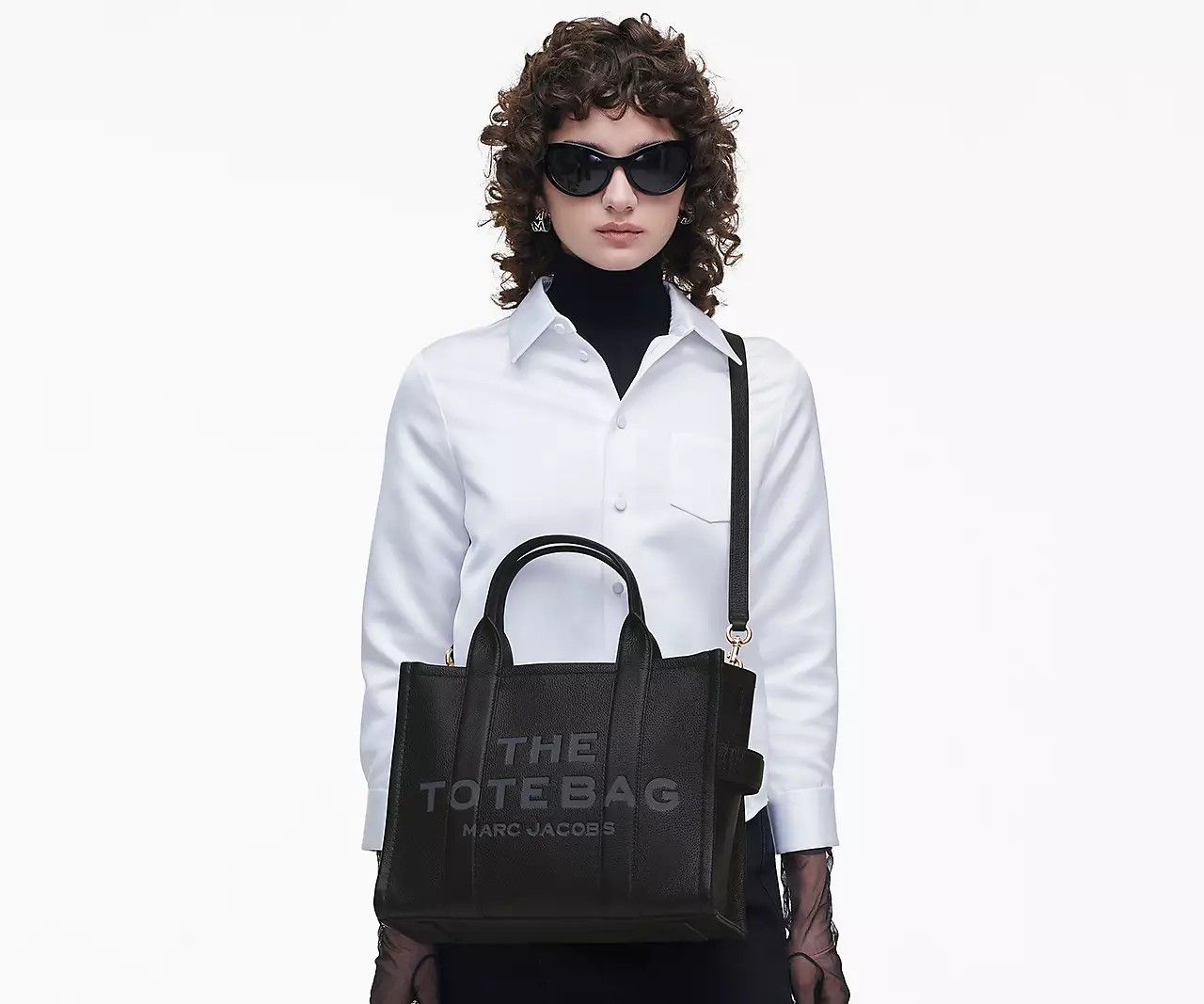 Marc Jacobs The Leather Medium Tote Bag 'Black' - HypeFly India View 3