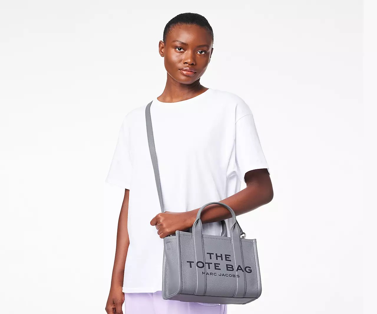 Marc Jacobs The Leather Small Tote Bag 'Wolf Grey' - HypeFly India View 3