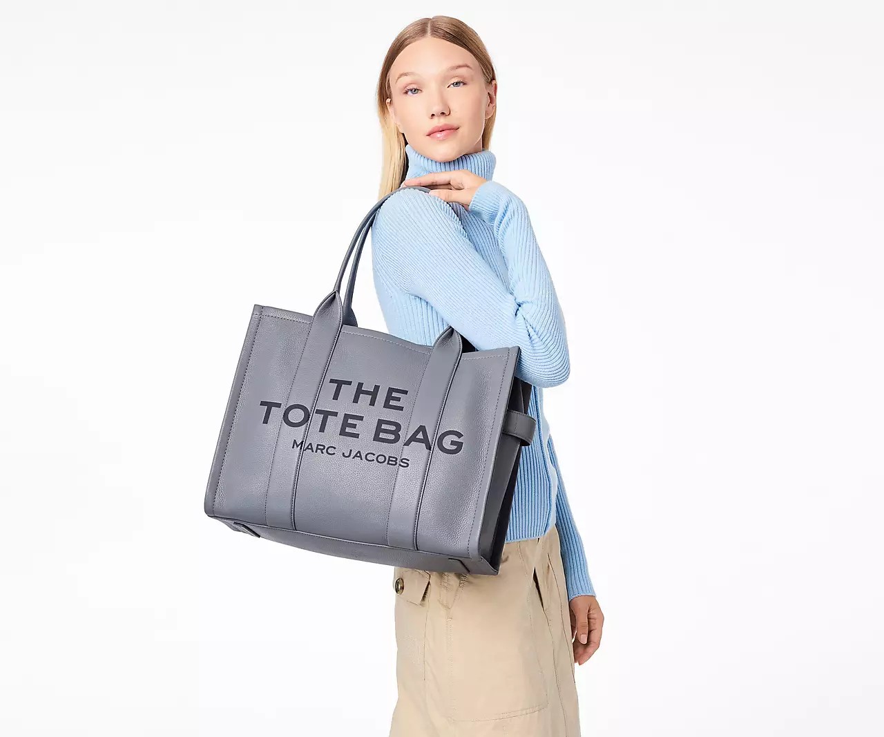 Marc Jacobs The Leather Large Tote Bag 'Wolf Grey' - HypeFly India View 4