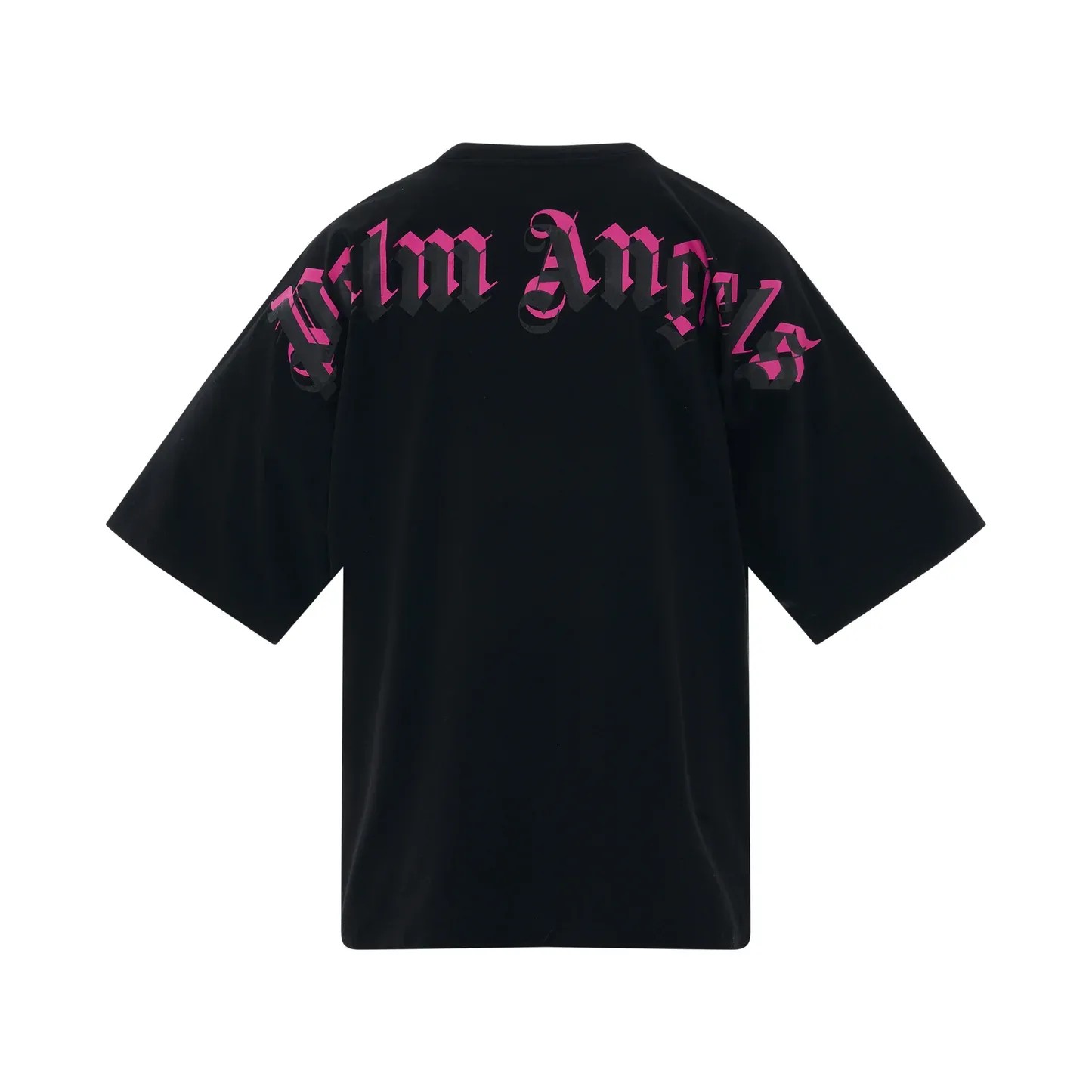 Palm Angels Double Logo Overszied Black Fuchsia Tee - HypeFly India View 1