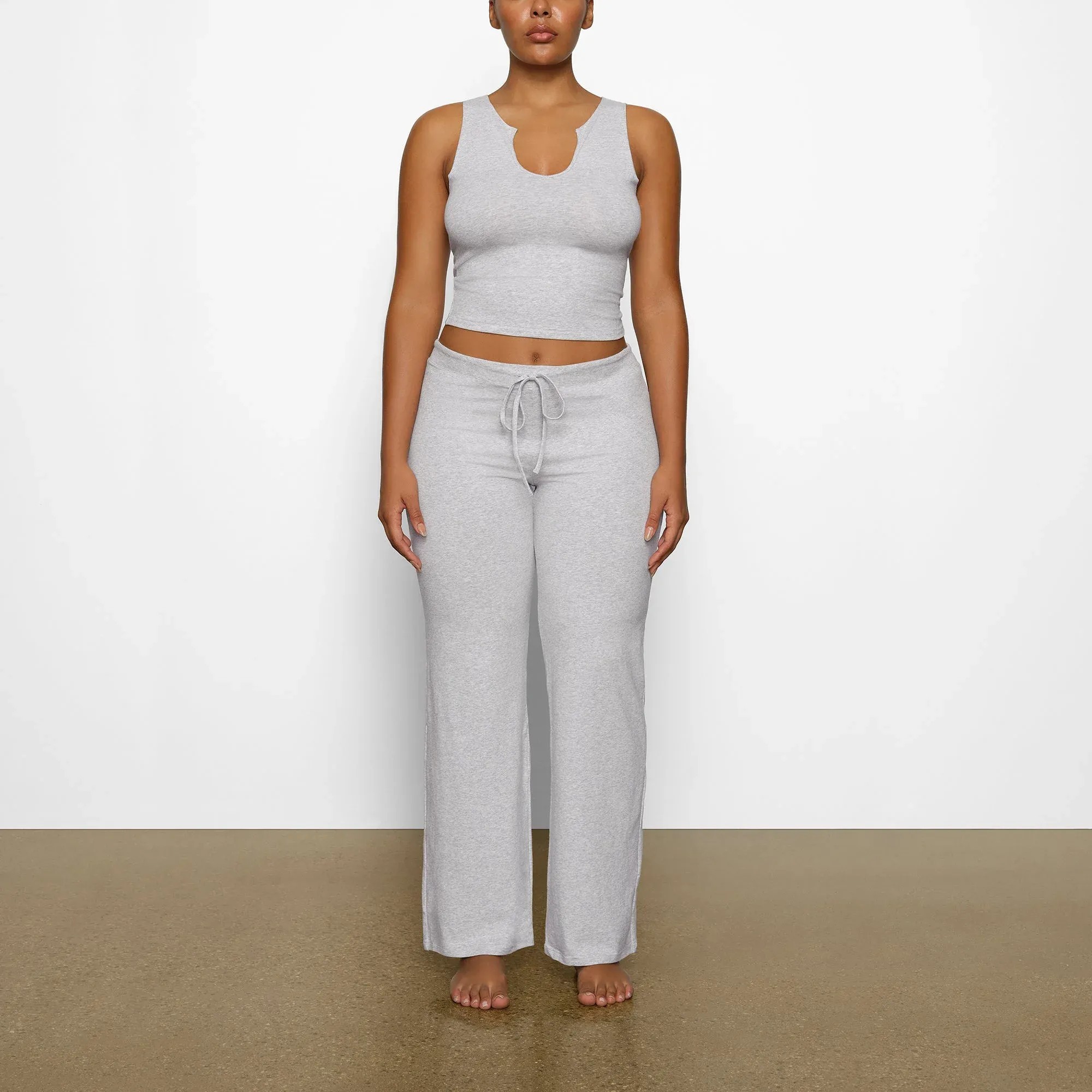 Skims Cotton Jersey Straight Leg Pant Light Heather Grey - HypeFly India View 2