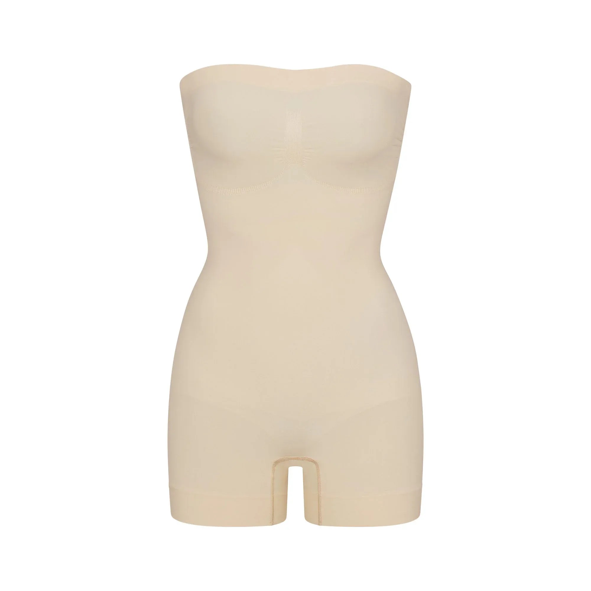 Skims Seamless Sculpt Strapless Shortie Bodysuit Sand - HypeFly India View 1