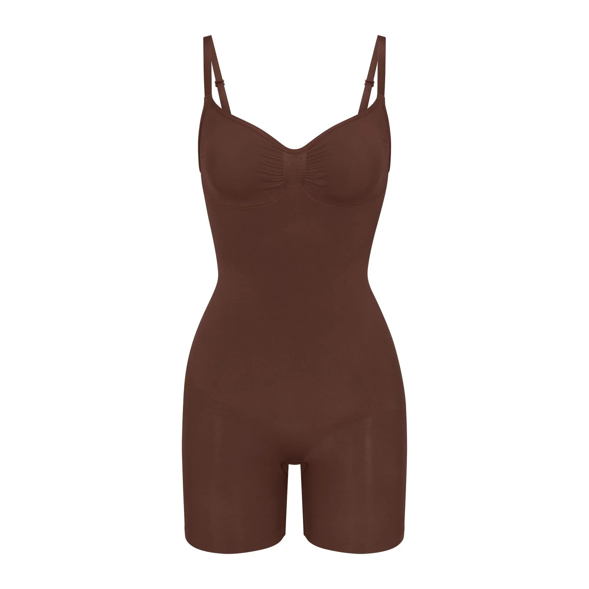 Skims Seamless Sculpt Mid Thigh Bodysuit Cocoa - HypeFly India View 1