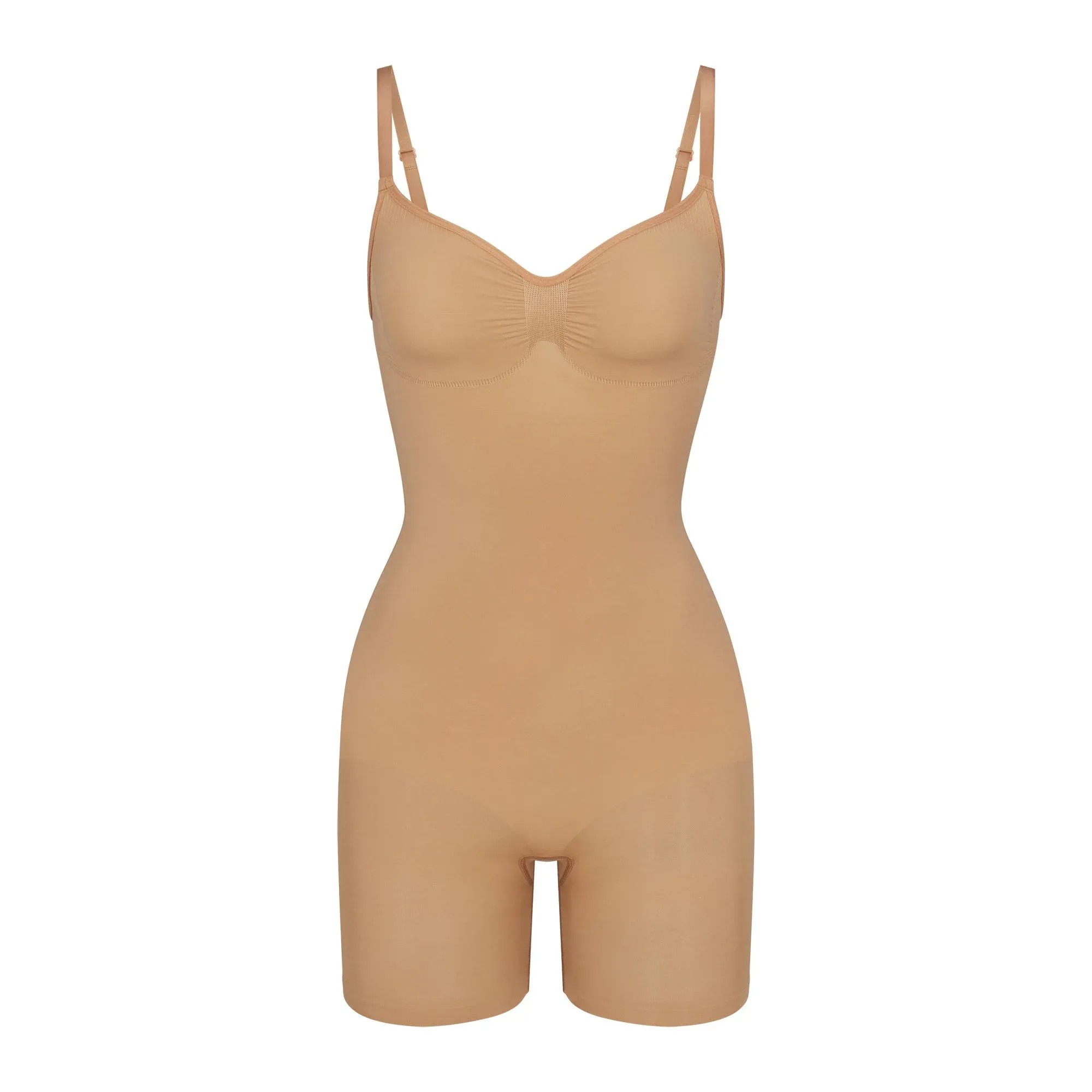 Skims Seamless Sculpt Mid Thigh Bodysuit Ochre - HypeFly India View 1