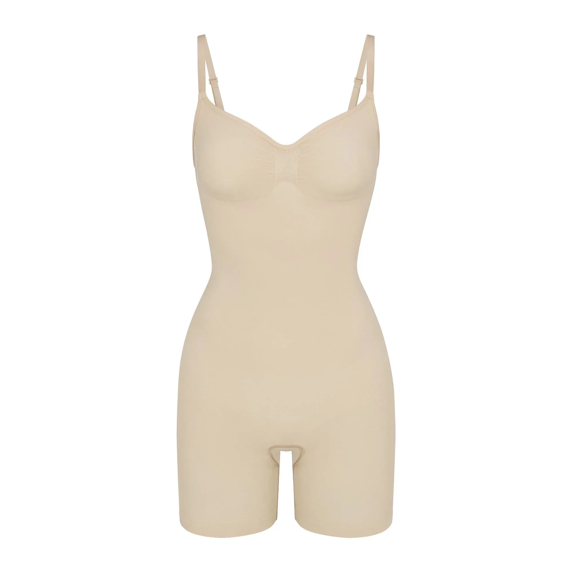 Skims Seamless Sculpt Mid Thigh Bodysuit Sand - HypeFly India View 1