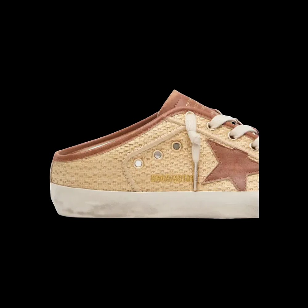Golden Goose Super-Star Sabots In Raffia With Brick-Red Star - HypeFly India View 5