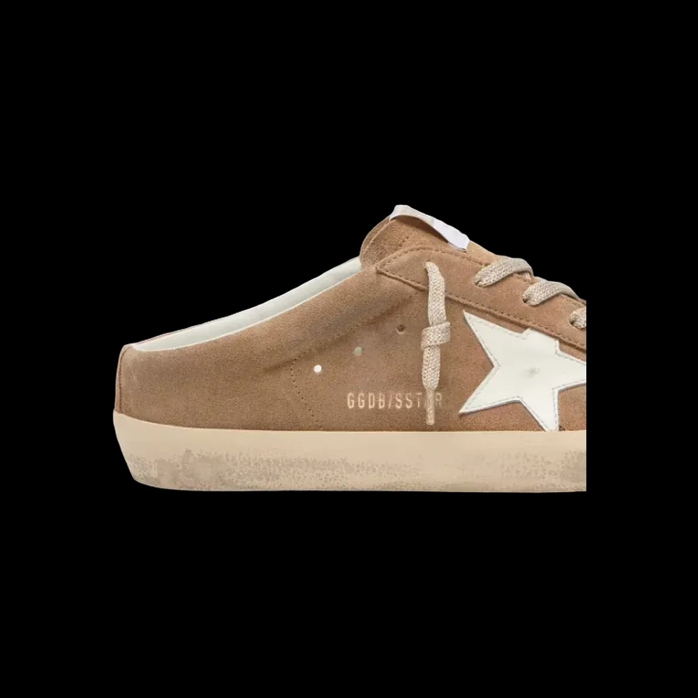 Golden Goose Super-Star Sabots In Tobacco Suede With White Leather Star - HypeFly India View 5