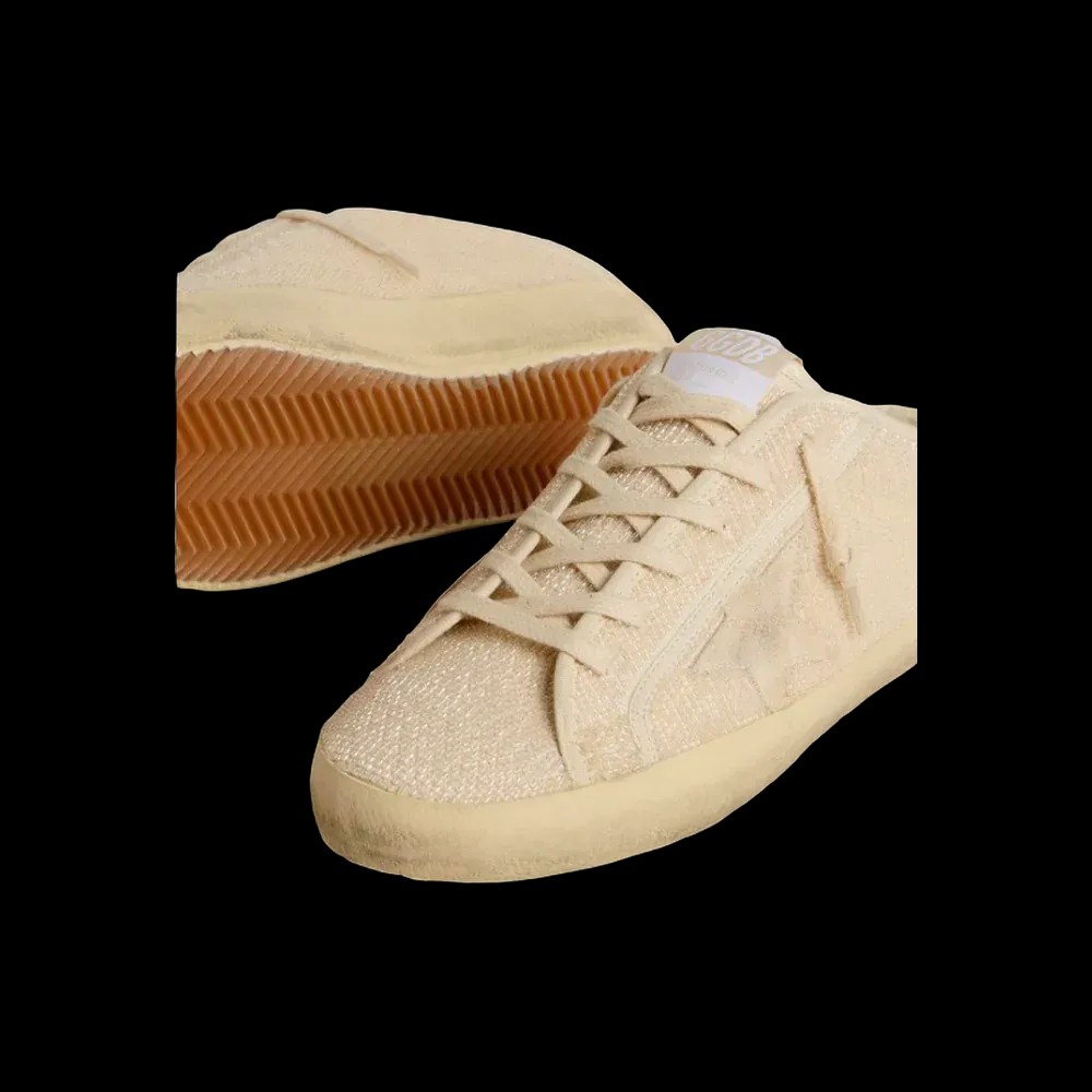 Golden Goose Super-Star Sabot In Beige Canvas With Embroidered Beads - HypeFly India View 5