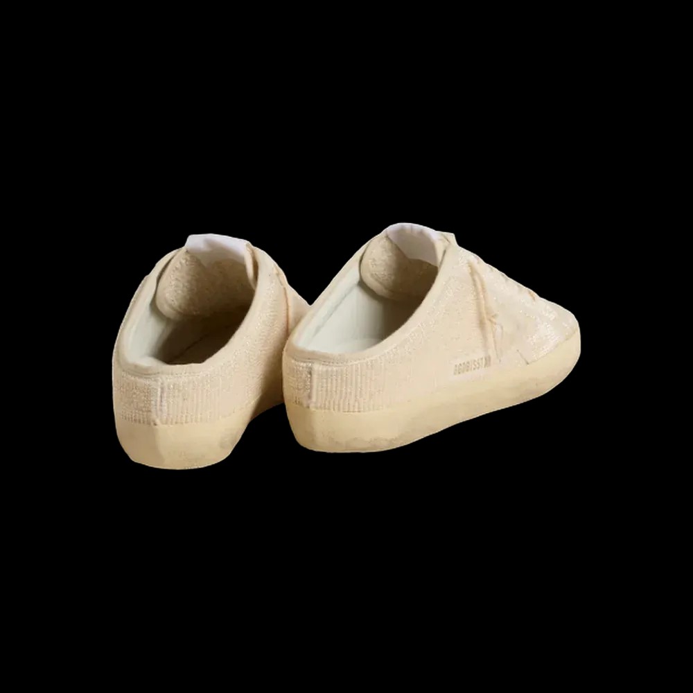 Golden Goose Super-Star Sabot In Beige Canvas With Embroidered Beads - HypeFly India View 4